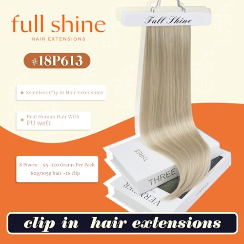 Blonde Highlight Seamless Clip-in Hair Extensions - 18 Inch