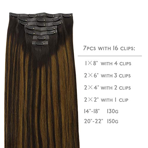 Clip In and U Tip Hair Extensions for Women: Dark Brown to Chestnut Brown, 14 Inch