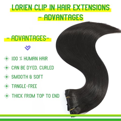 LORIEN 18-Inch Brazilian Remy Hair Extensions, 1B Natural Black, 100g