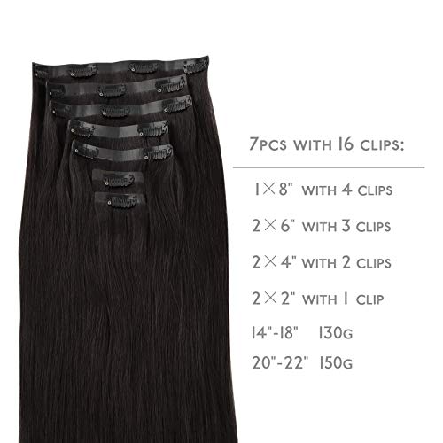 Clip In and U Tip Hair Extensions for Natural Black Hair, 14 Inch length