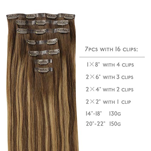 Wennalife 14 Inch Balayage Hair Extensions: Seamless Clip-In & U Tip Options in Chocolate Brown to Caramel Blonde