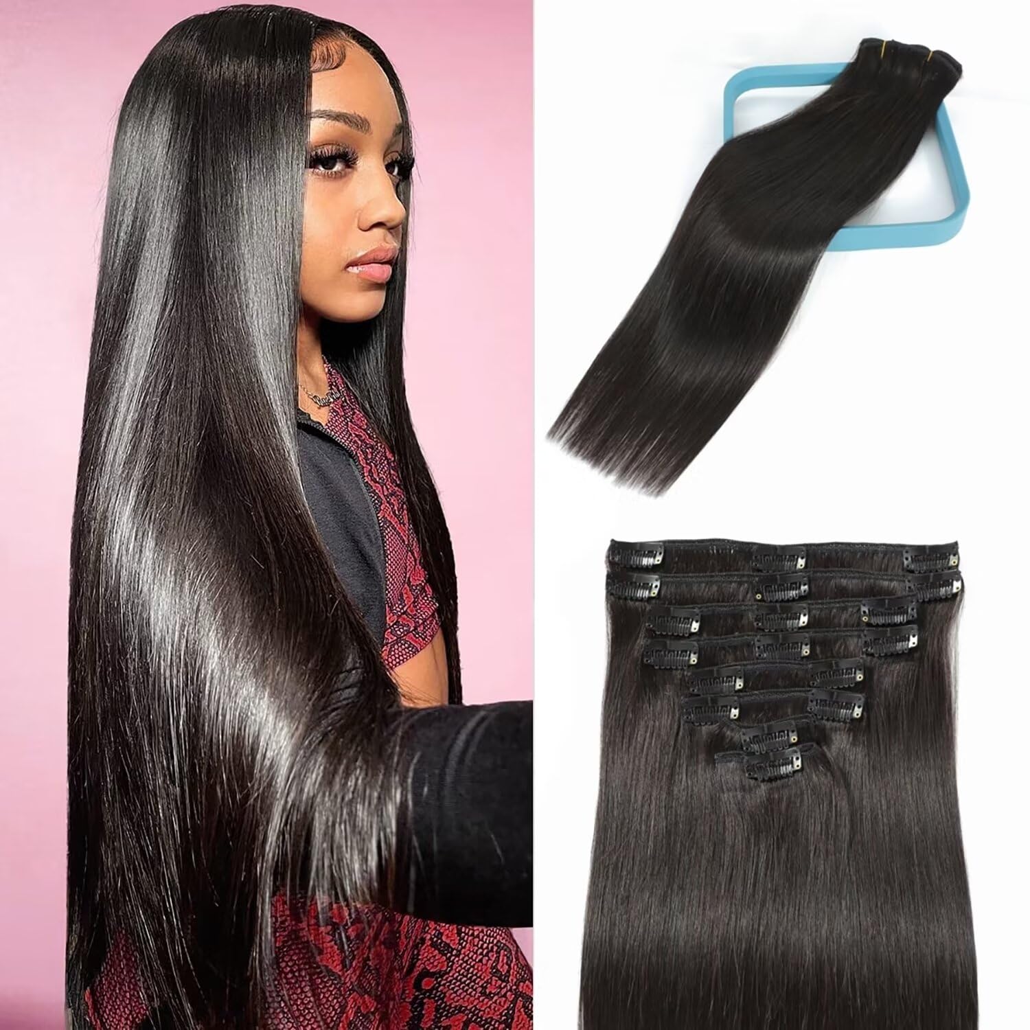 LORIEN 18-Inch Brazilian Remy Hair Extensions, 1B Natural Black, 100g