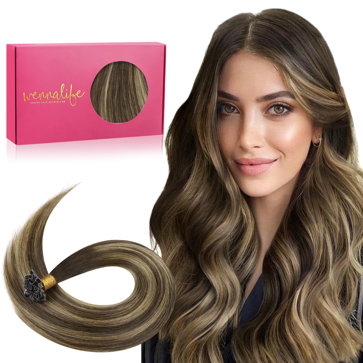 Wennalife 14 Inch Balayage Hair Extensions: Seamless Clip-In & U Tip Options in Chocolate Brown to Caramel Blonde