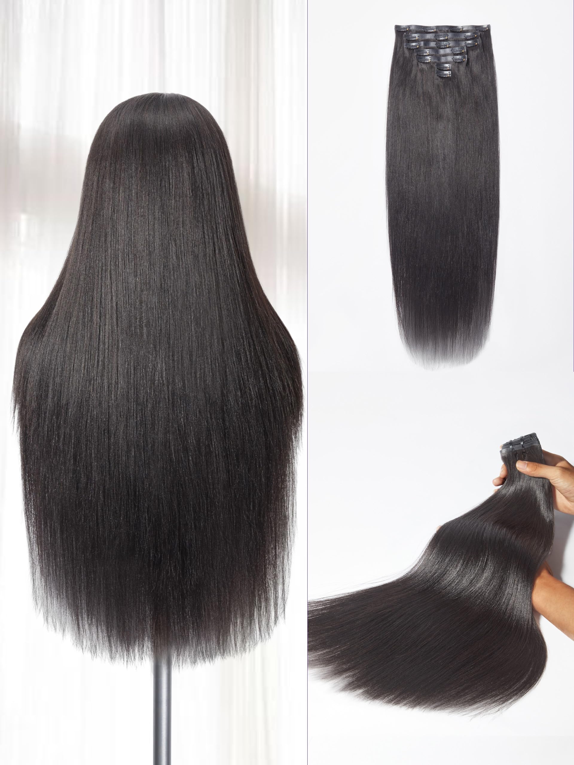 Yaki Straight 20 Inch Human Hair Extensions for Black Hair